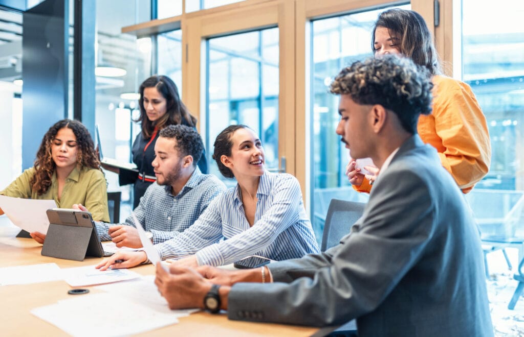 young diverse business team in meeting in office